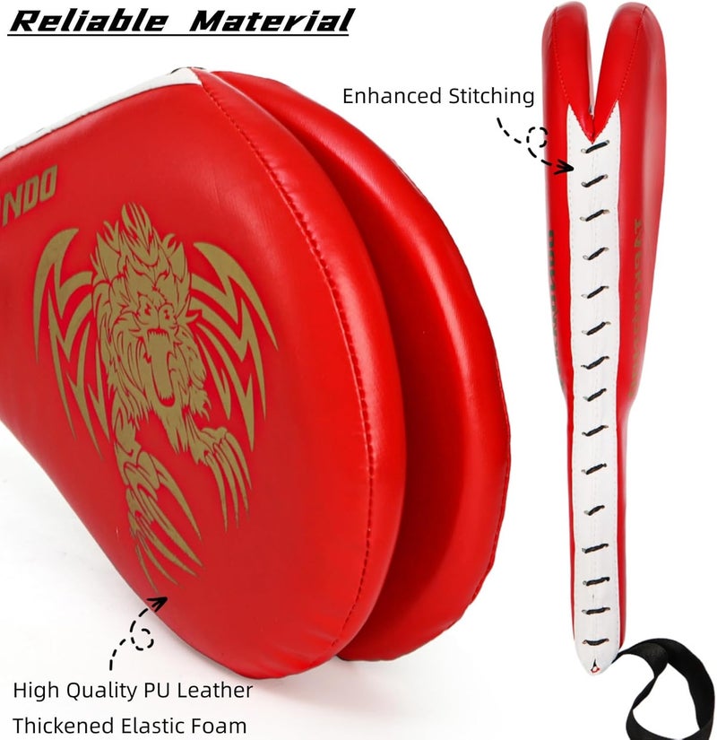 Tlence 2 Pack Taekwondo Kick Pads, 15 x 7.5 x 2 inch Double Kicking Target Paddles, PU Leather Martial Arts Training Pad, TKD Strike Kickboxing Punching Sparring Equipment for Youth Adult - Image 3